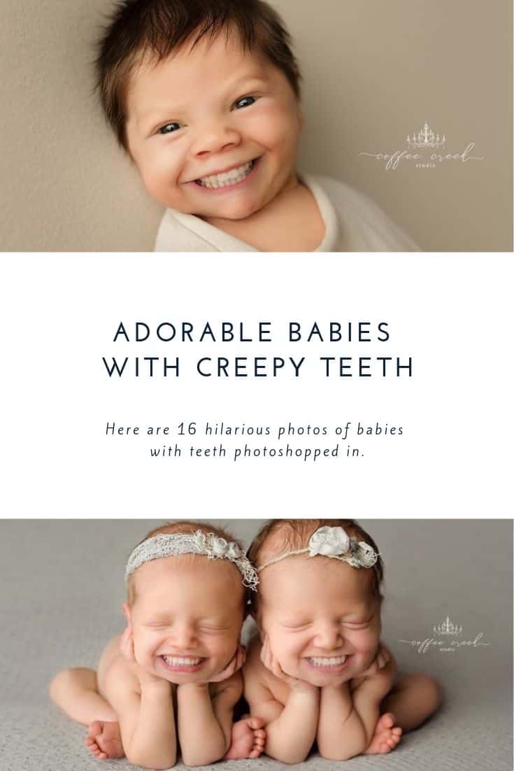 newborn baby with teeth photoshopped in.