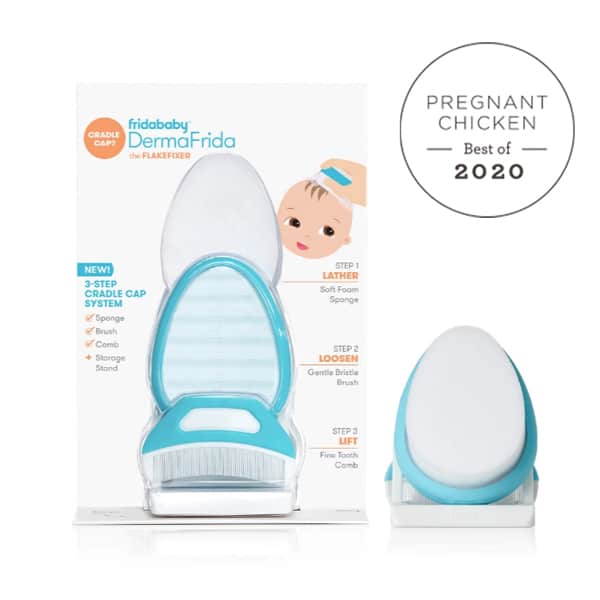 Fridababy Cradle Cap brush and packaging with Best Pregnancy & Baby Products for 2020 badge