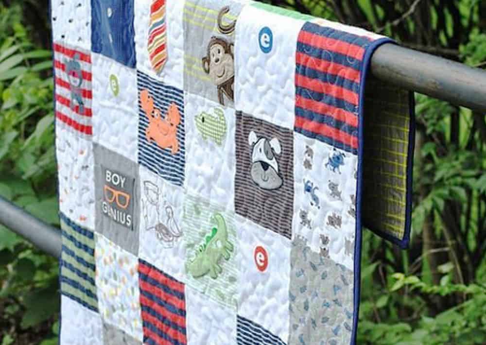 Quilt made from baby clothing and onesies