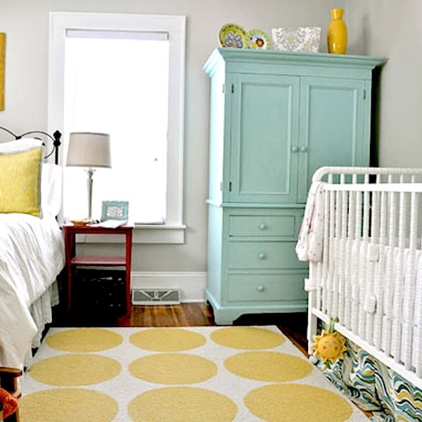 aqua and yellow bedroom with white cribaqua and yellow bedroom with white crib