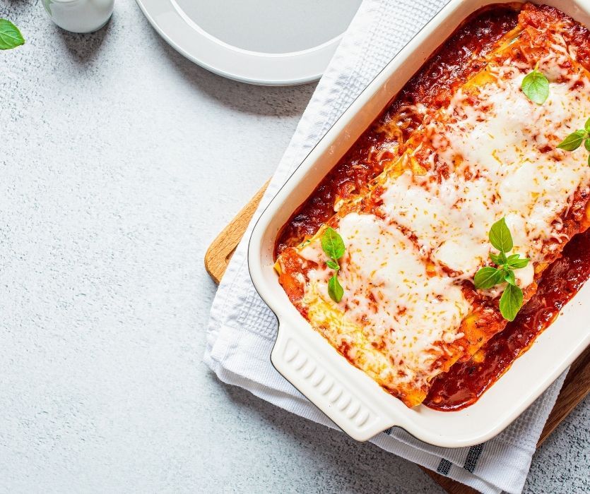 tray of lasagna to bring a new mother