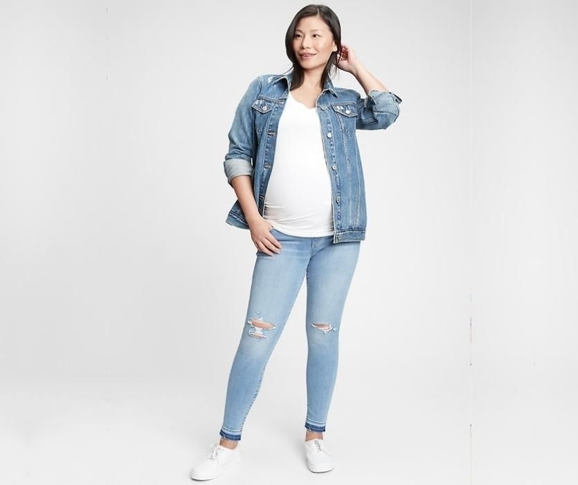 Maternity Full Panel Destructed Legging Jeans