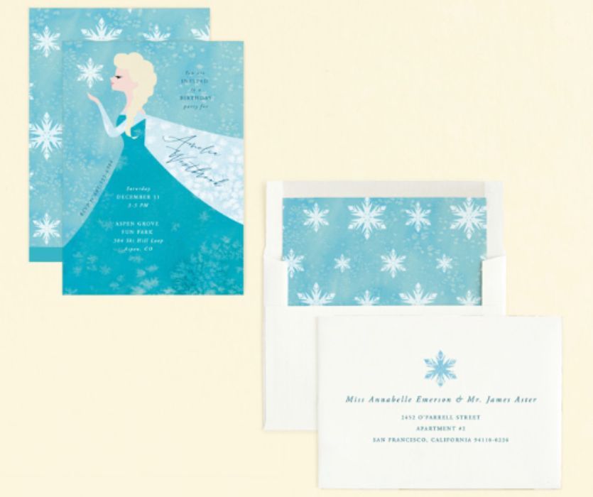 personalized elsa frozen first birthday invitations with custom envelopes