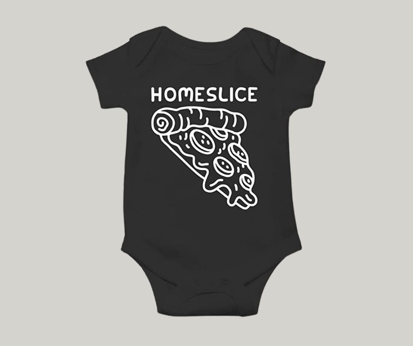 balck home slice baby onesie