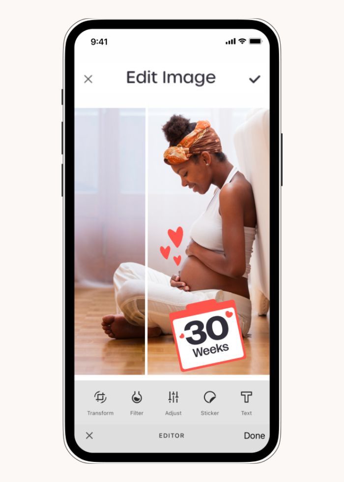 pregnant women with tinybeans app editing